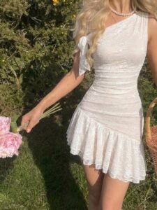 One-Shoulder Mini Ruffled Dress