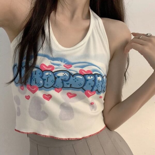 Cute Heart Printed Summer Top